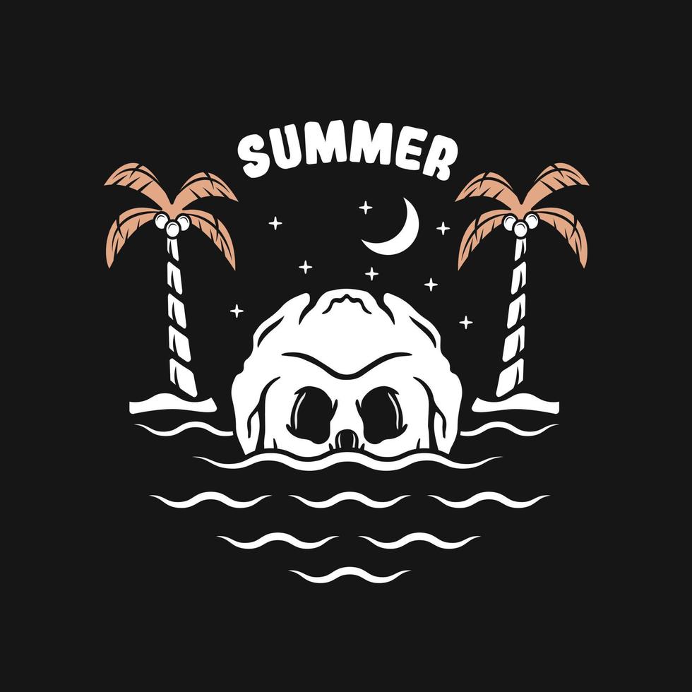 skull on the beach vector illustrations