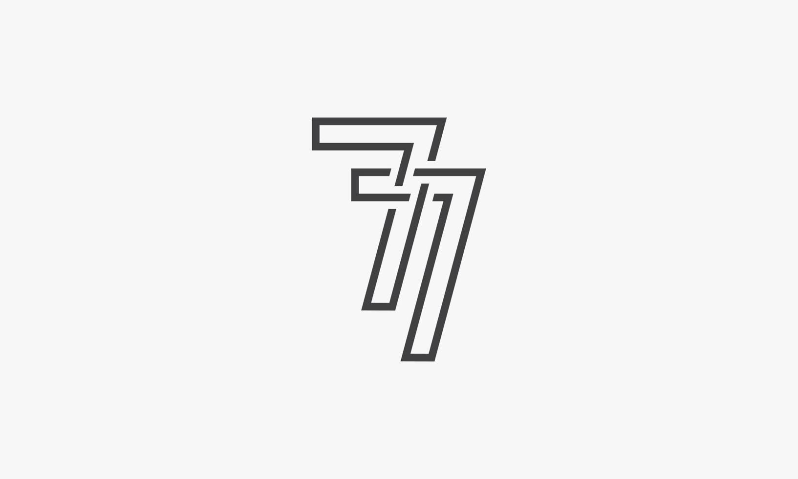 Logotipo de línea número 7 o 77 aislado sobre fondo blanco. vector