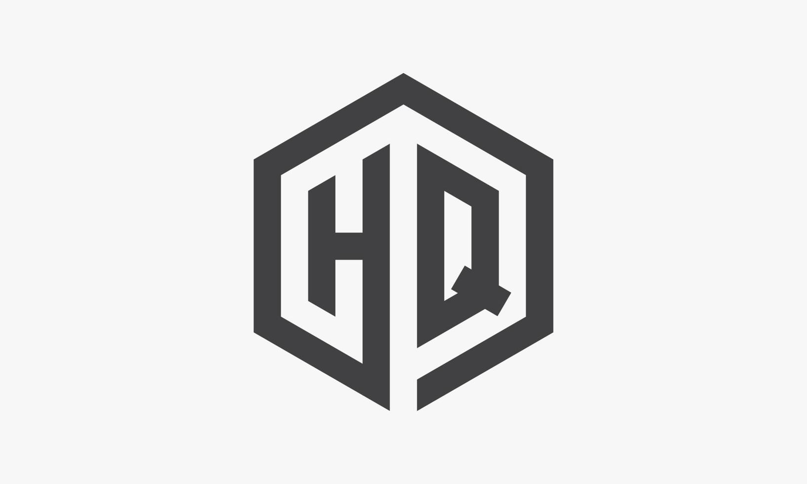 Logotipo de letra hexagonal hq aislado sobre fondo blanco. vector