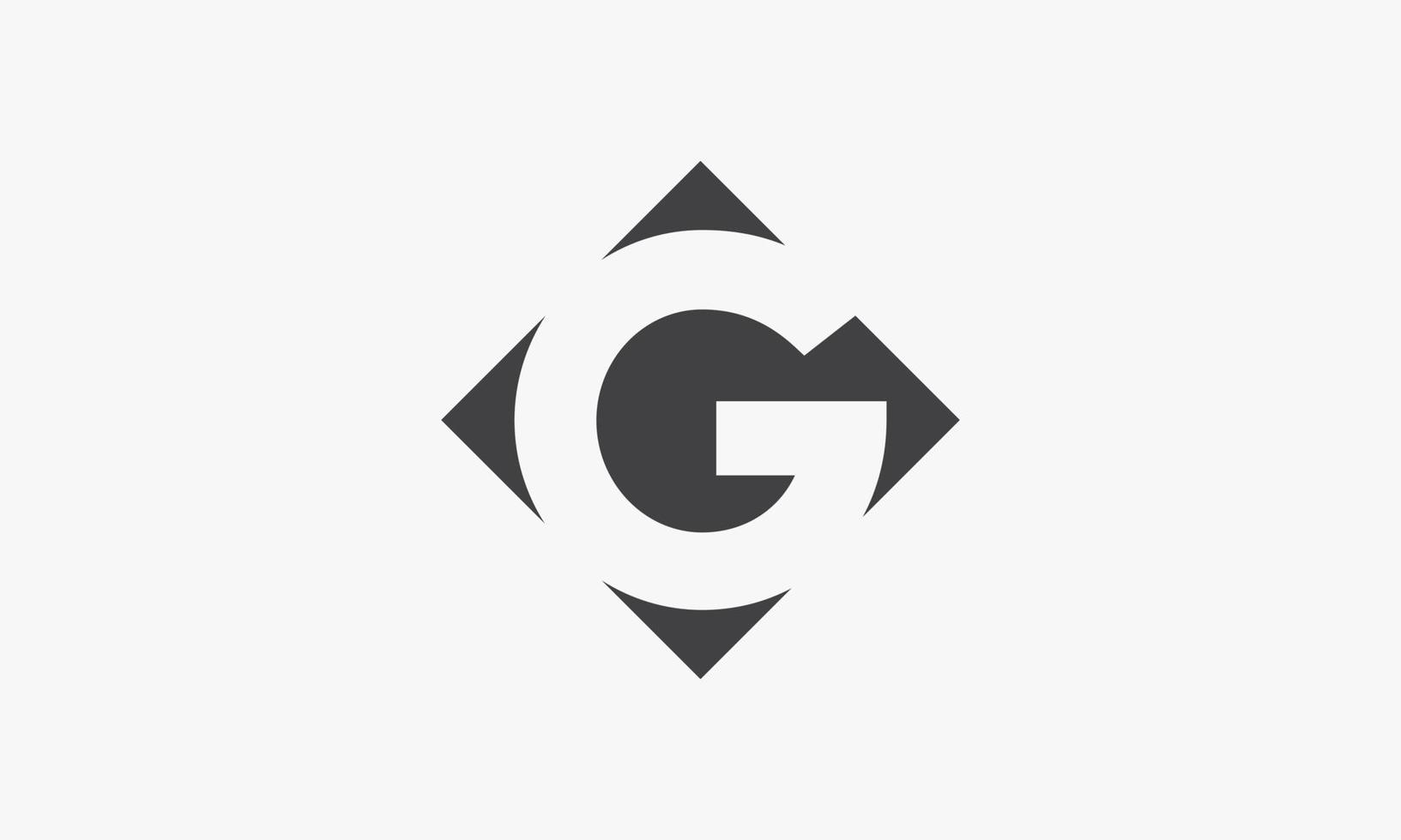 abstract letter G logo negative space isolated on white background