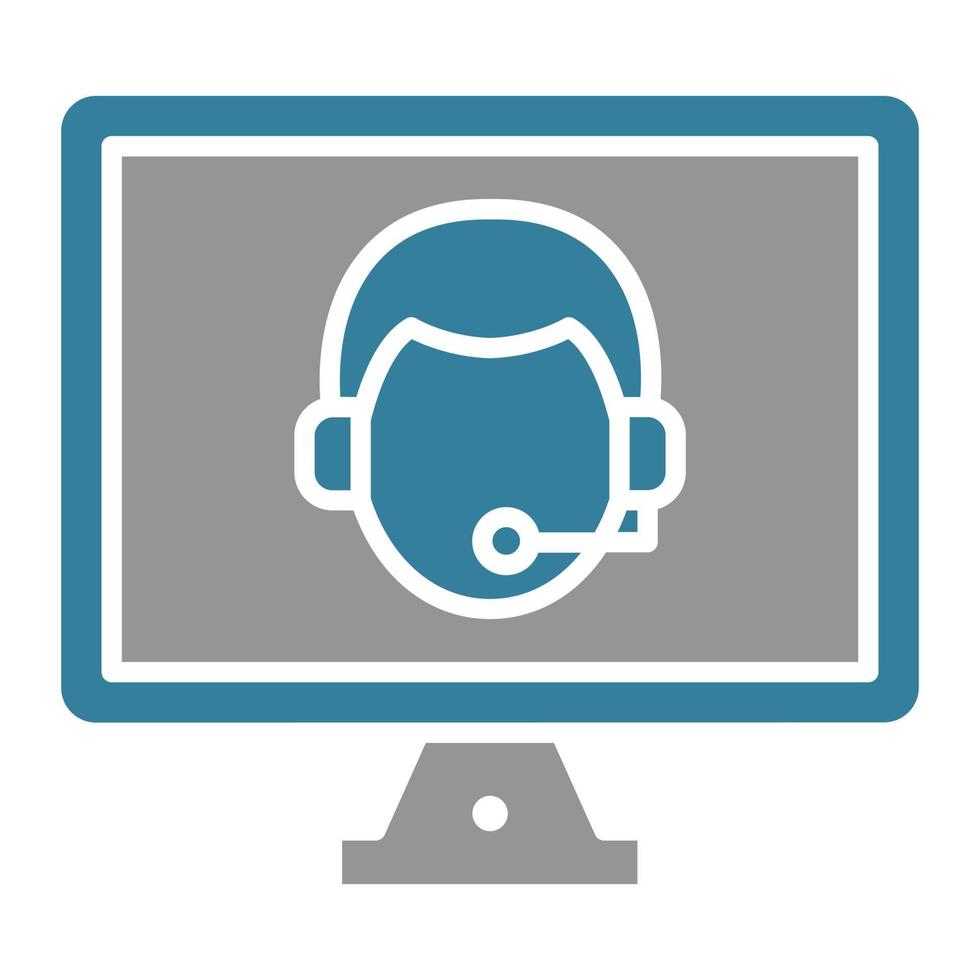 Online Call Center Glyph Two Color Icon vector