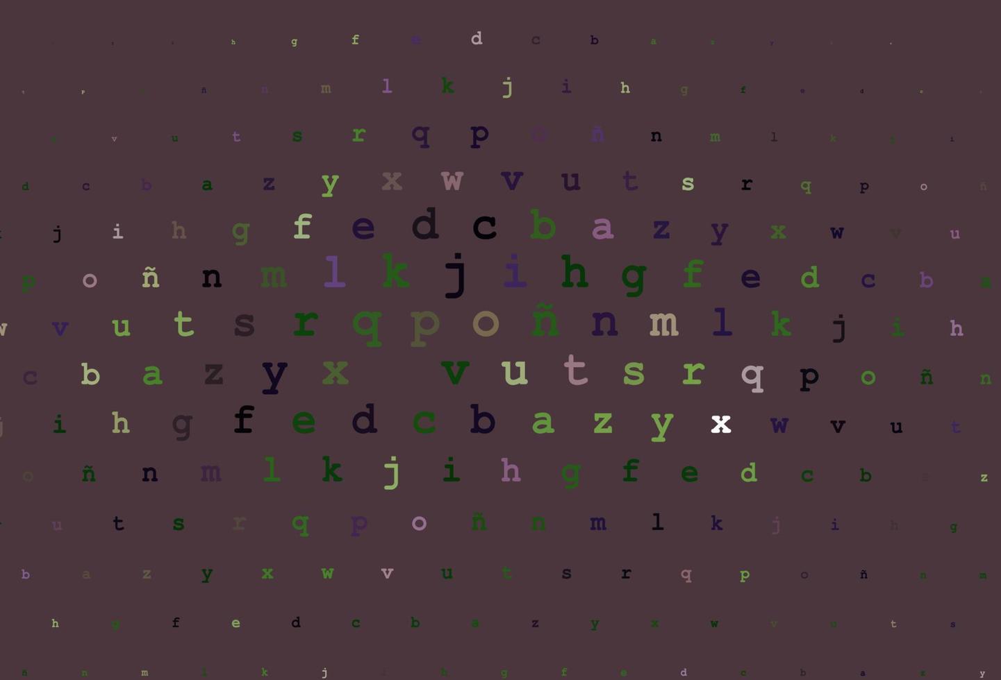Dark pink, green vector layout with latin alphabet.