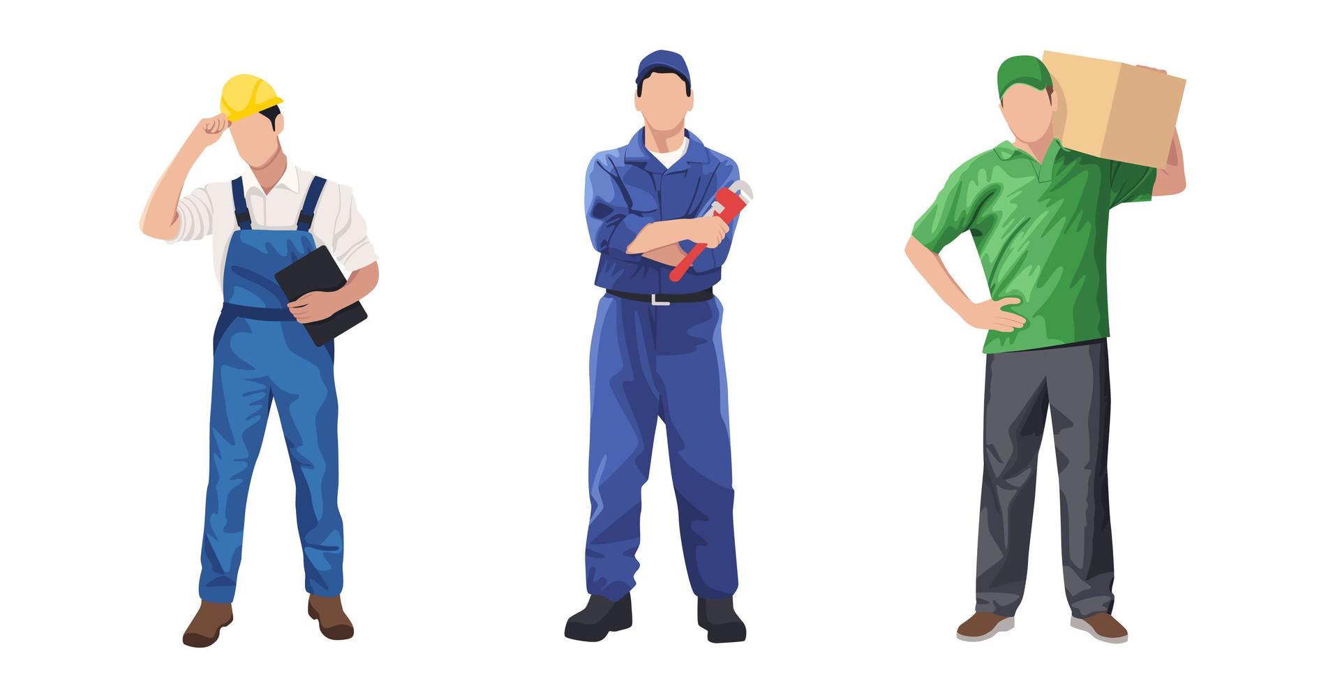 Group of people working professions on a white background - Vector