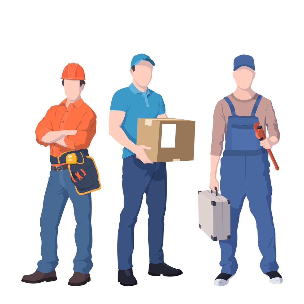 Group of people working professions on a white background - Vector