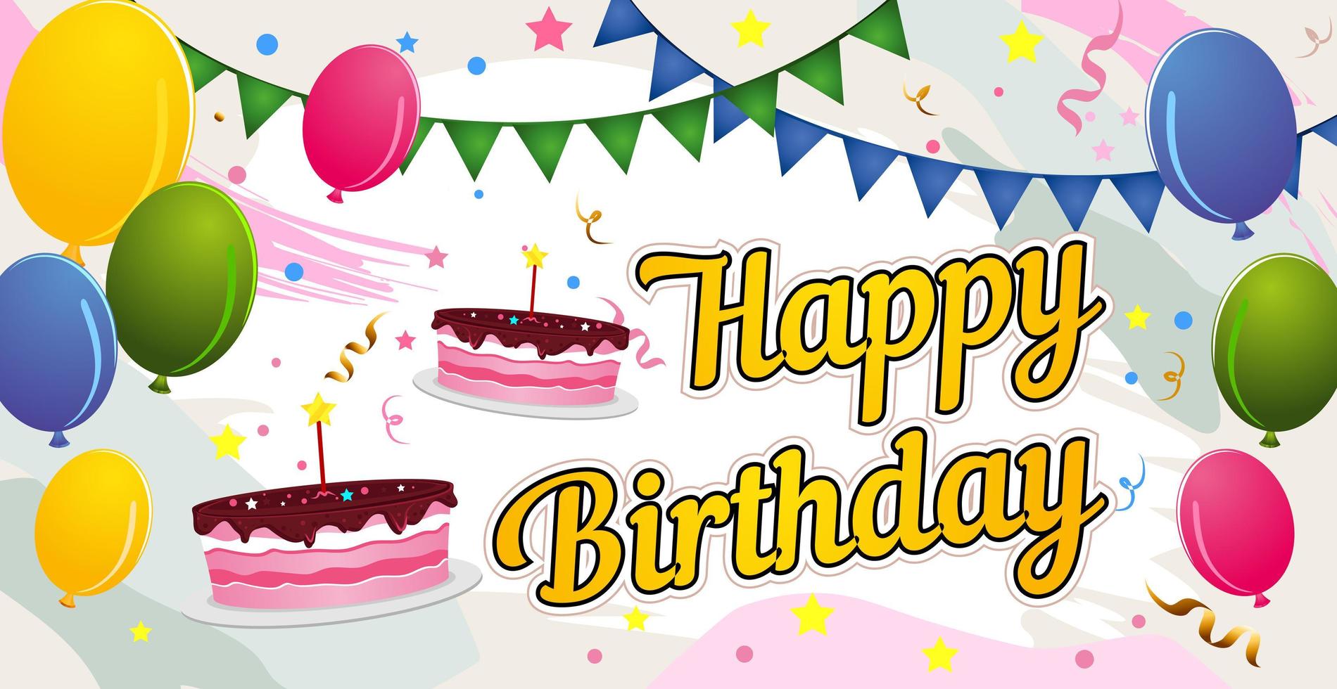 Postal web festiva con saludos de cumpleaños - vector