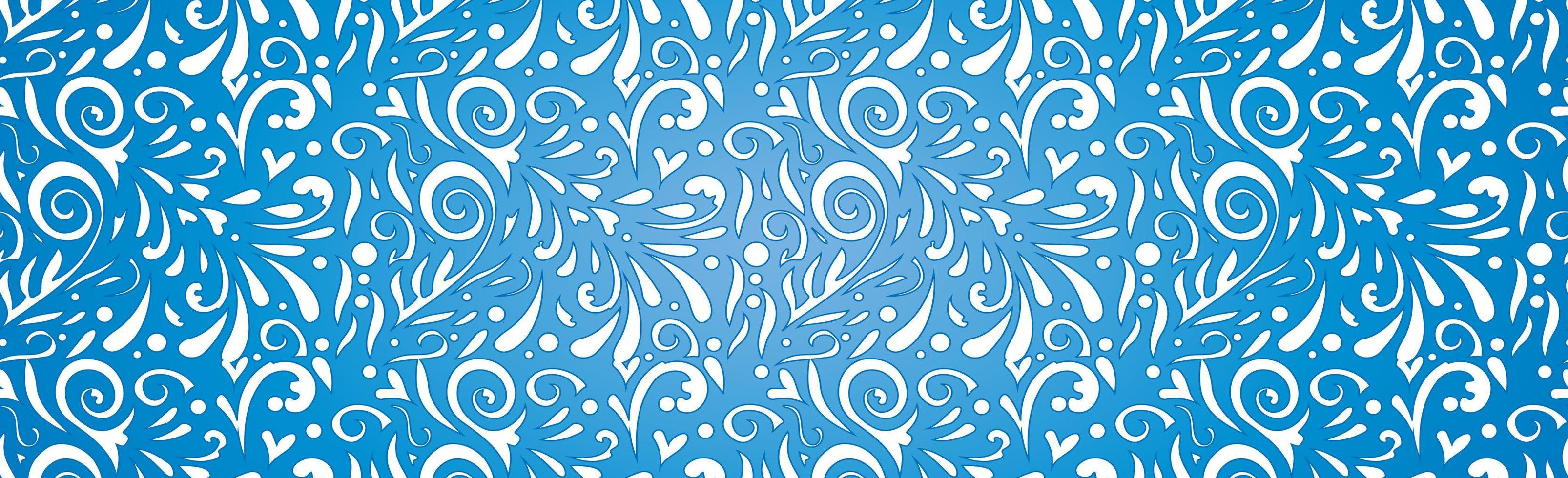 Abstract frosty patterns, panoramic blue and white web pattern background - Vector
