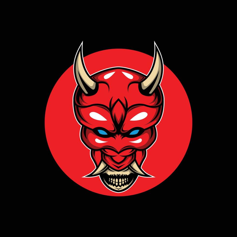 Demon mask from Japan, Hannya mask, Oni mask illustration vector