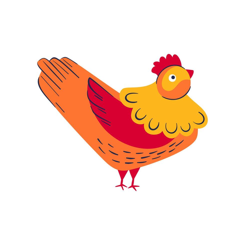 Colorful hen vector illustration. Abstract domestic bird