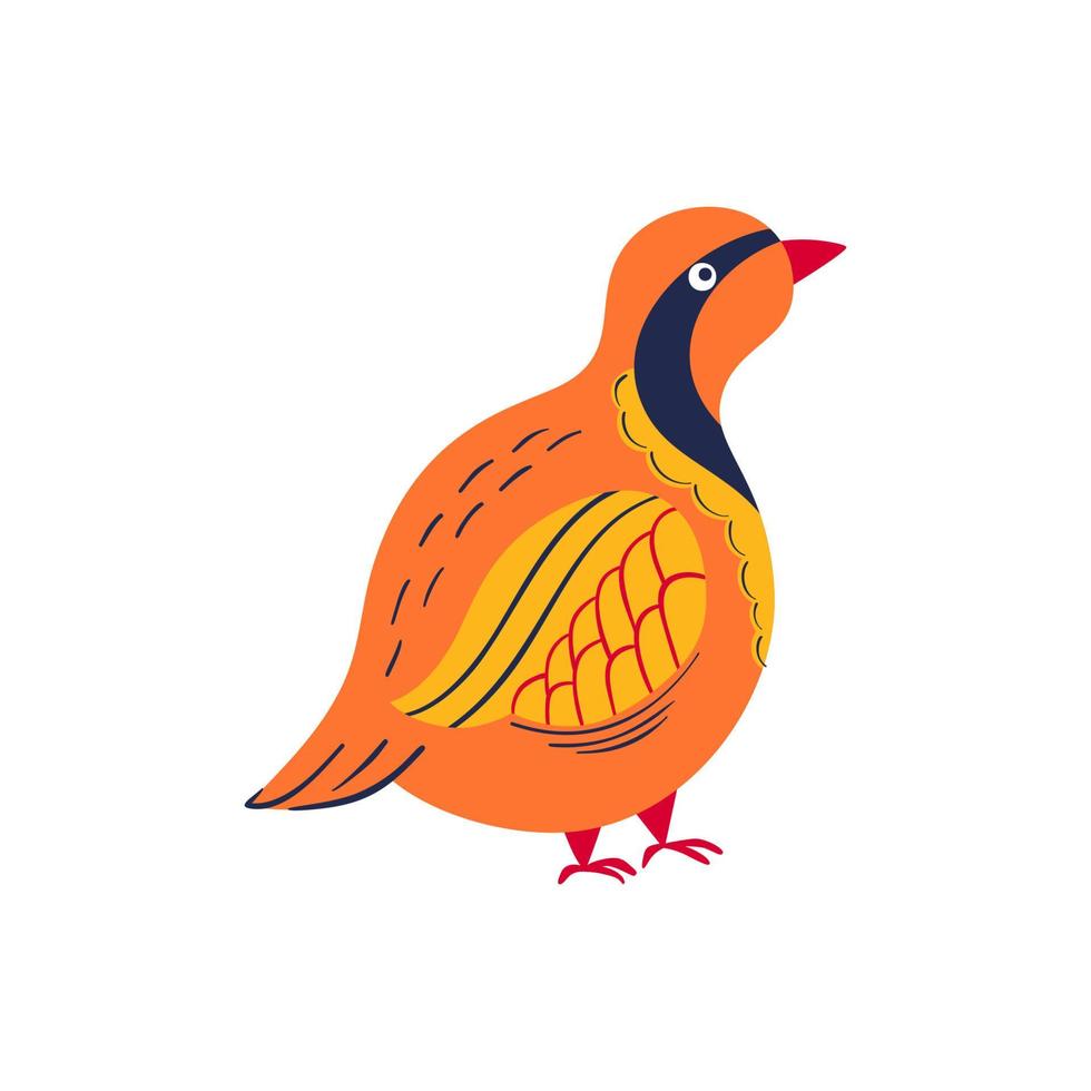 Ilustración de vector de perdiz. pájaro de tierra estilizado dibujado a mano