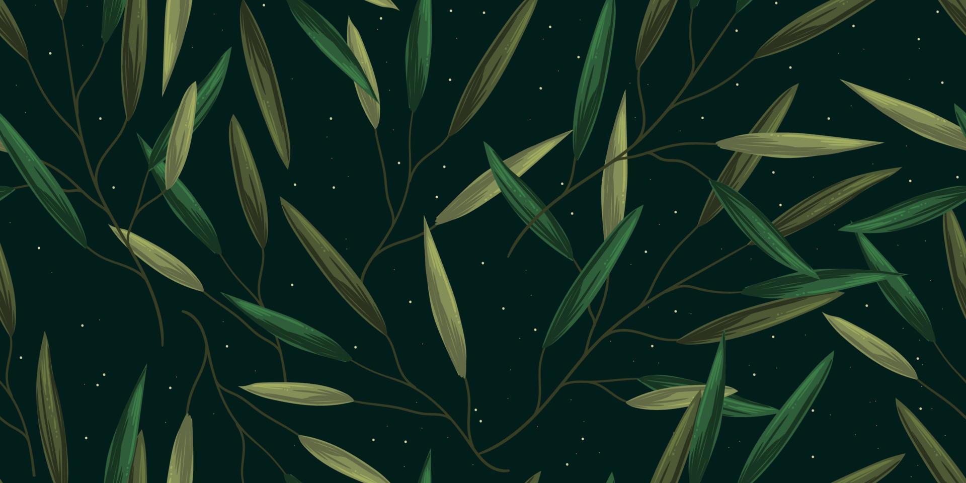 Botanical retro seamless pattern from leaves vector
