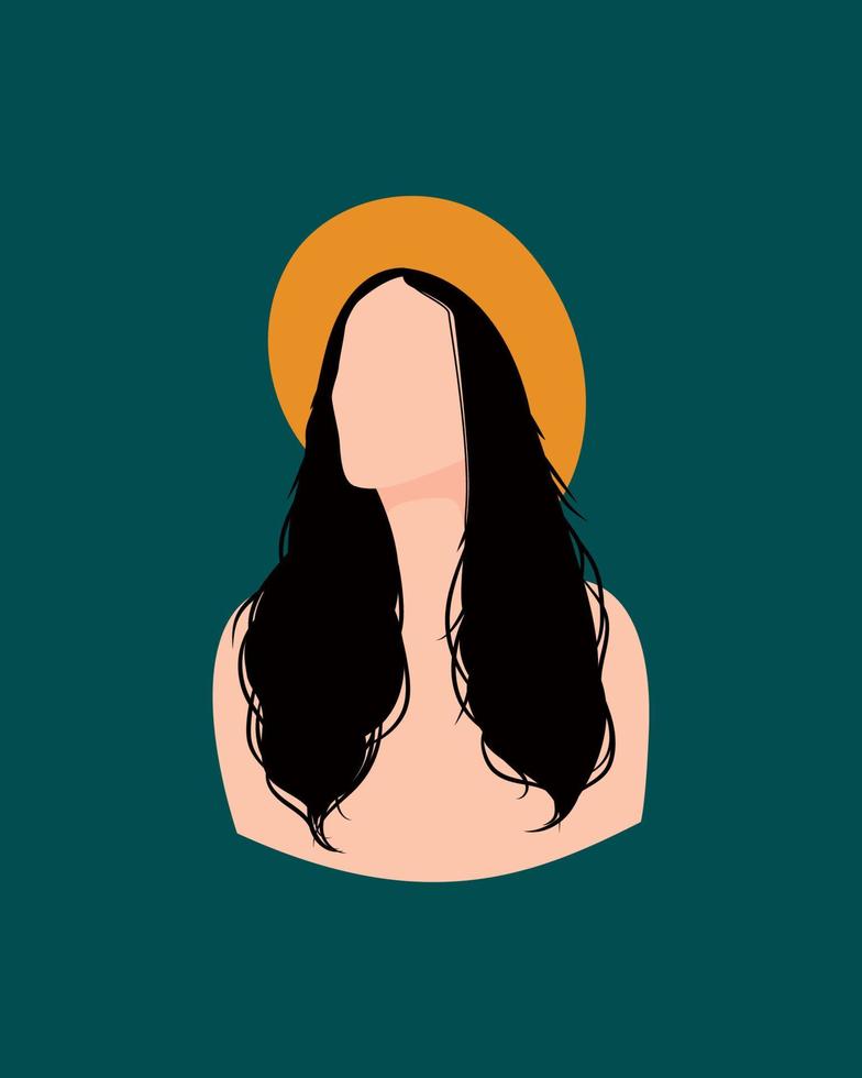 chica morena con sombrero silueta vector