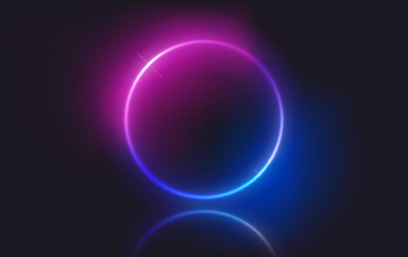 Circle neon glowing frame on dark background. Trendy color vivid gradient. Template for design vector