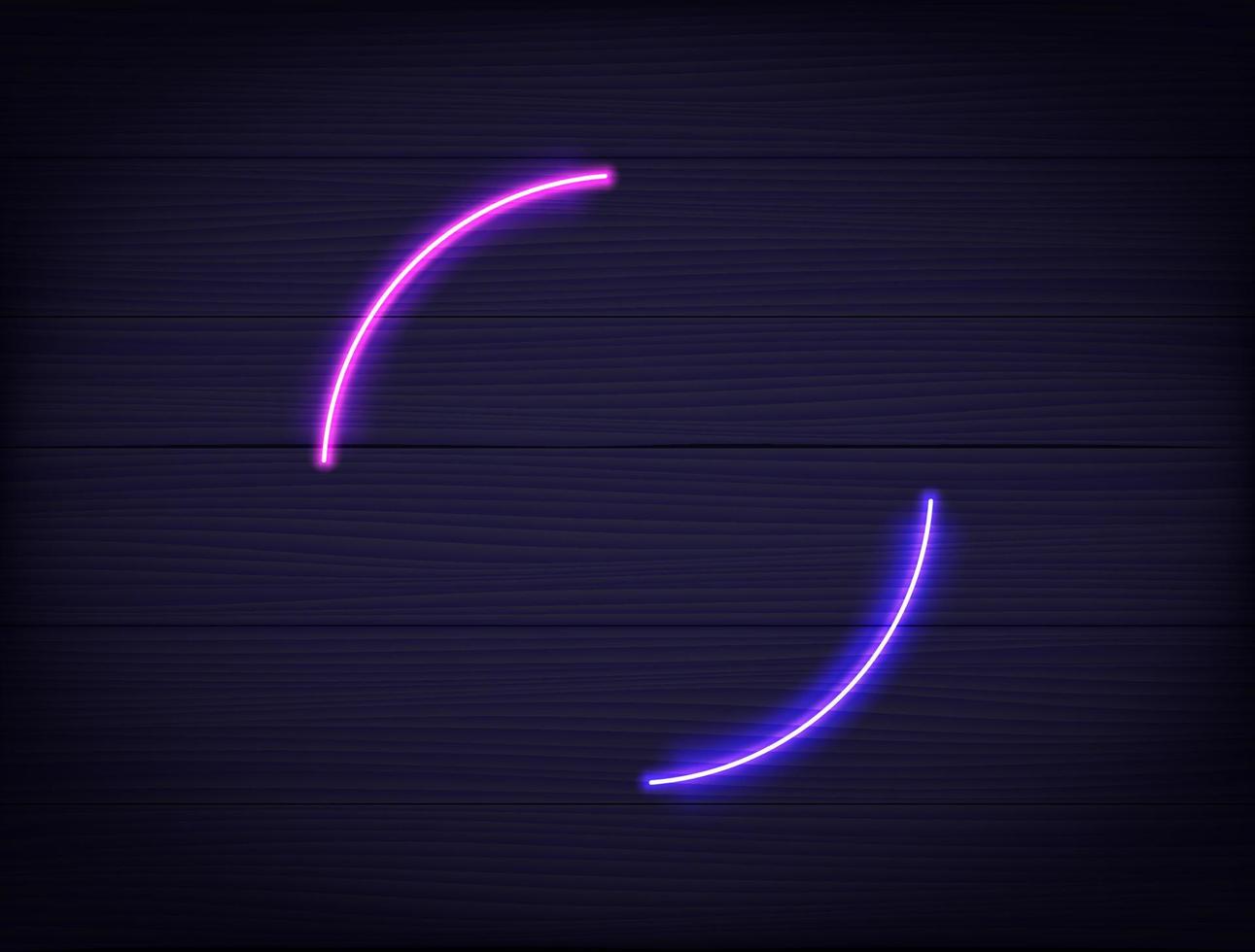 Neon glowing frame on a wood wall. Vector template for design