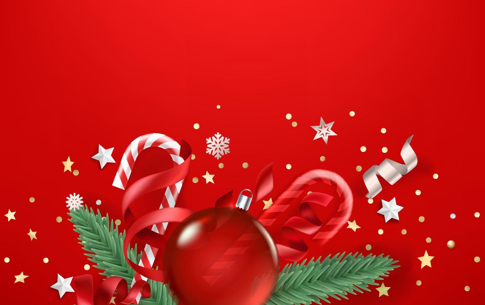 Plantilla de vector de tarjeta de felicitación de Navidad con decoración de temporada