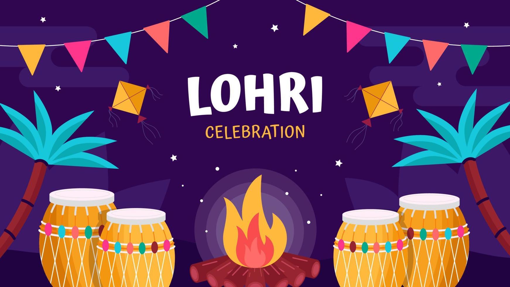 Lohri Festival Celebration Background vector