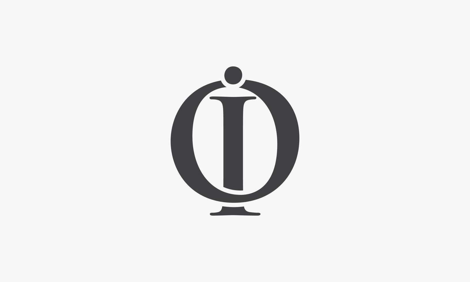 OI or IO letter logo isolated on white background. vector