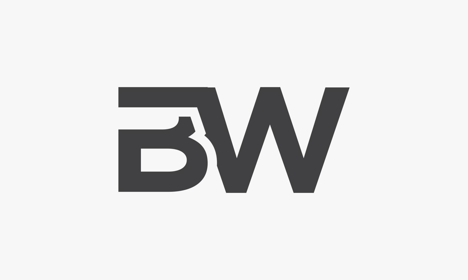 Bw letra logo conectado concepto aislado sobre fondo blanco. vector