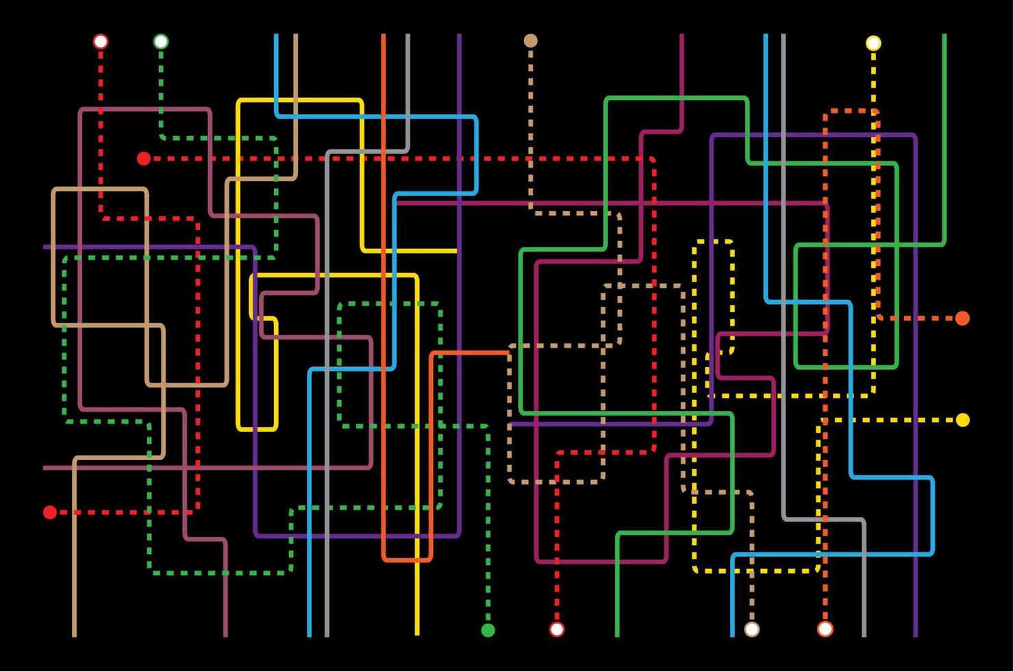 mapa del metro del metro. esquema de cuadrícula de vector de transporte de la ciudad. mapa del metro subterráneo. plantilla de diseño de mapa dlr y crossrail.