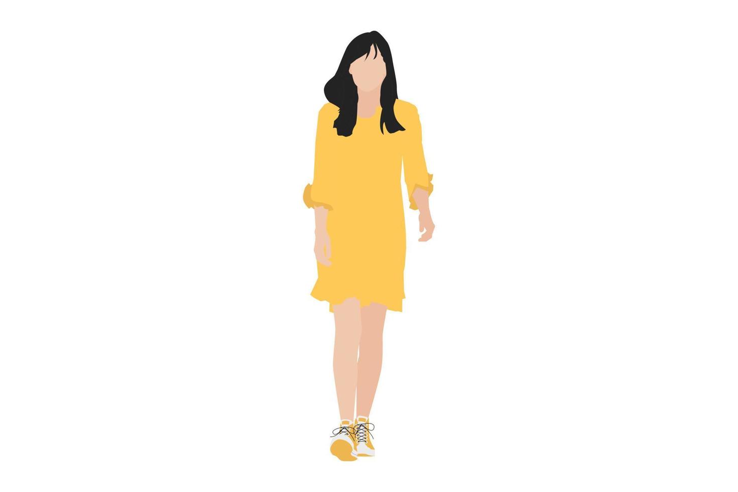 Vector illustration of elegant women walking on the sidewalk