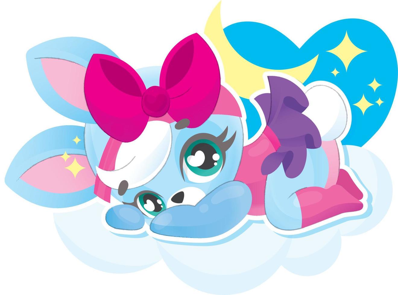 baby girl hare lying on a cloud vector