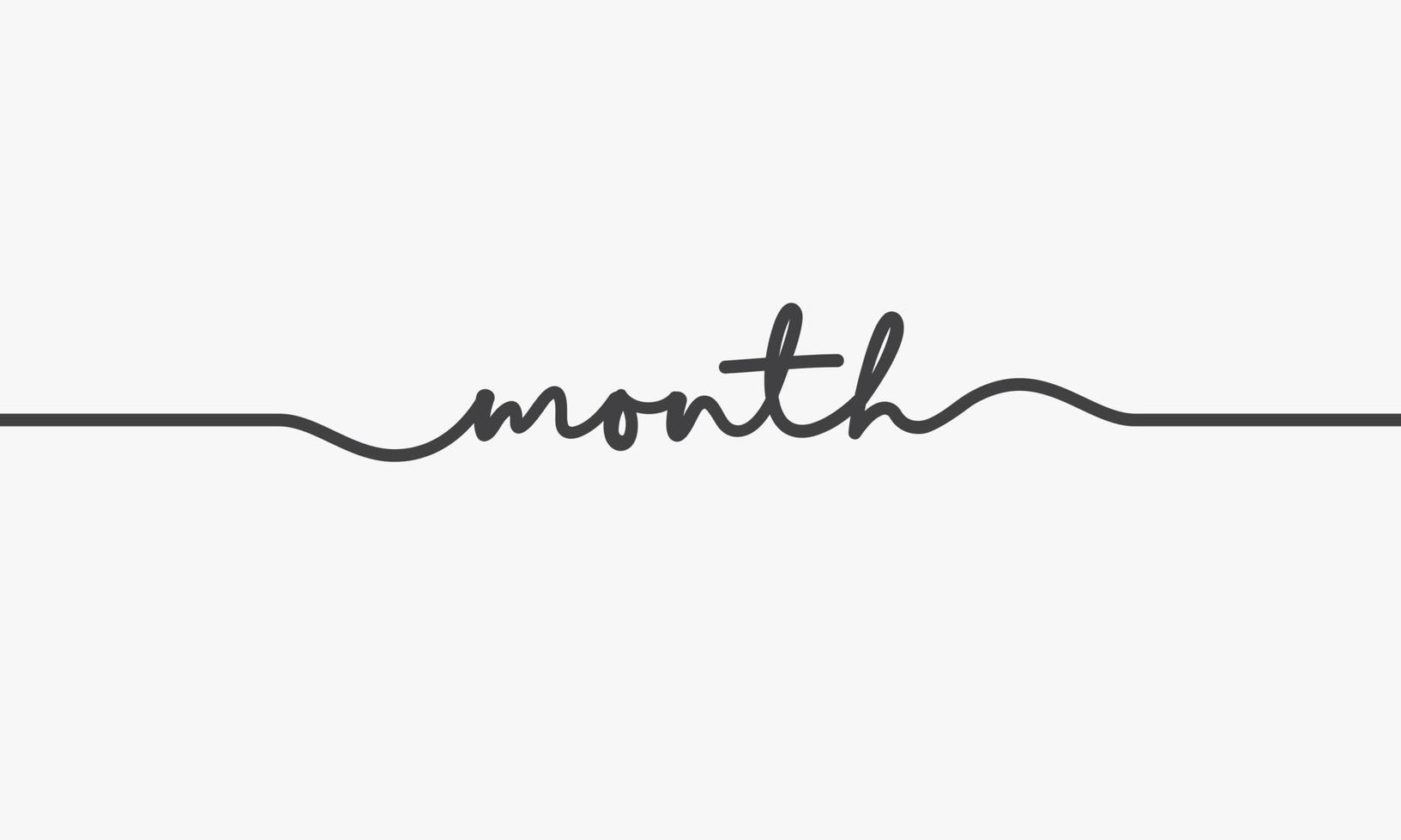 month text script handwritten on white background. vector