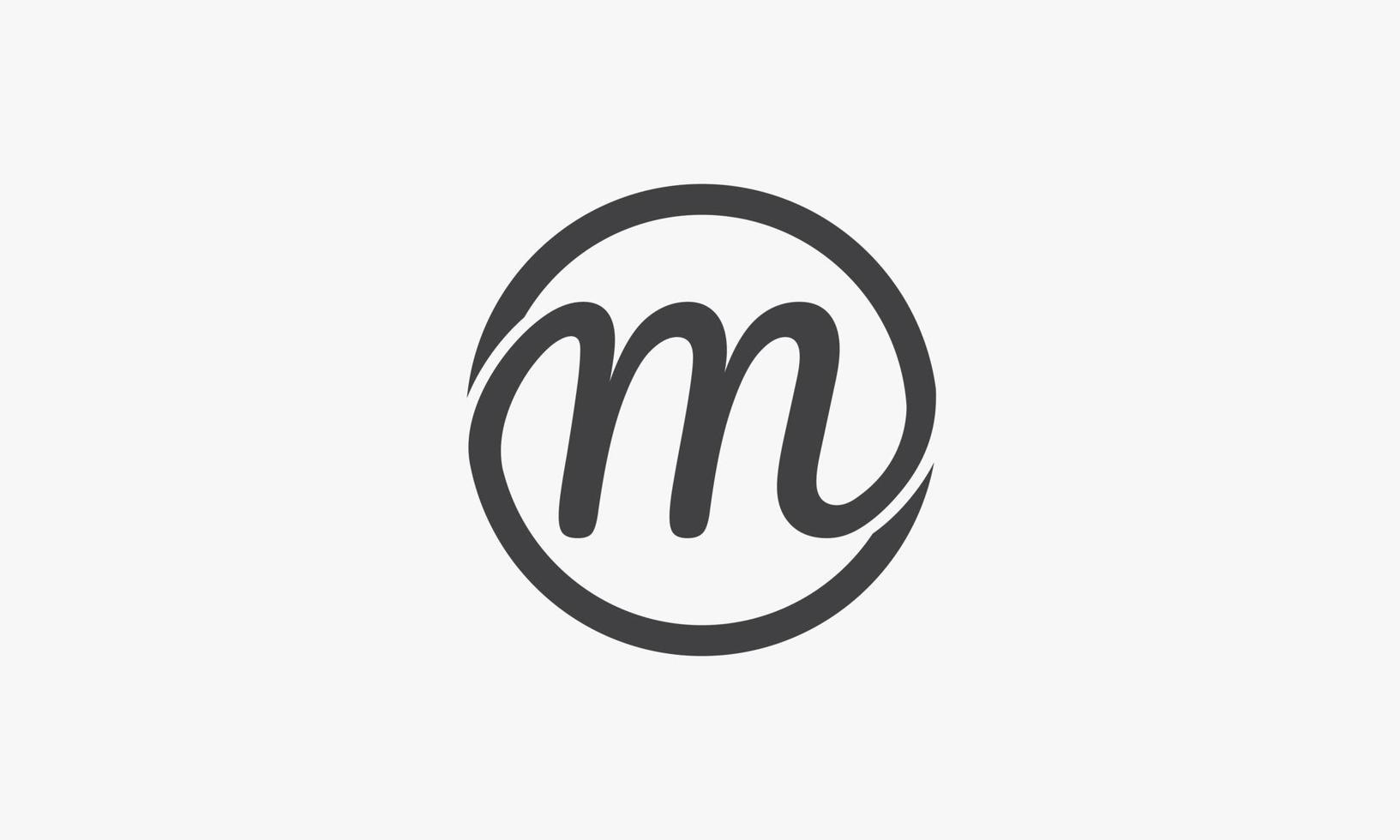 circle script letter M logo isolated on white background. vector