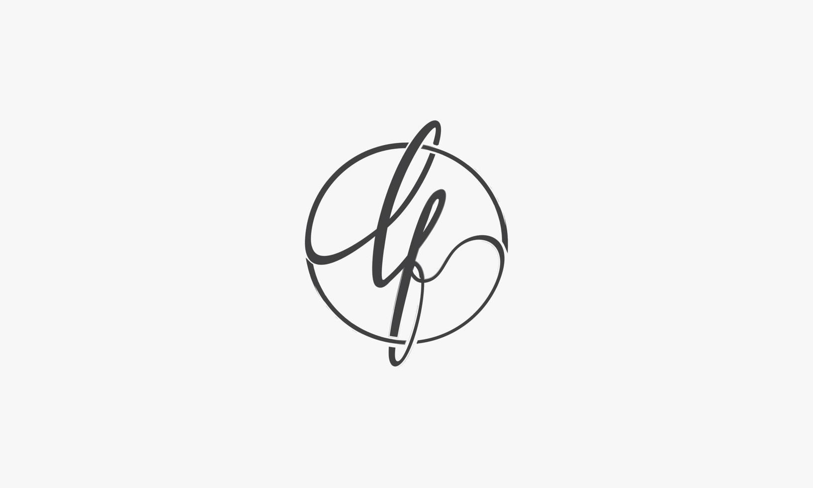 lowercase L F letter logo hand written with circle line. vector