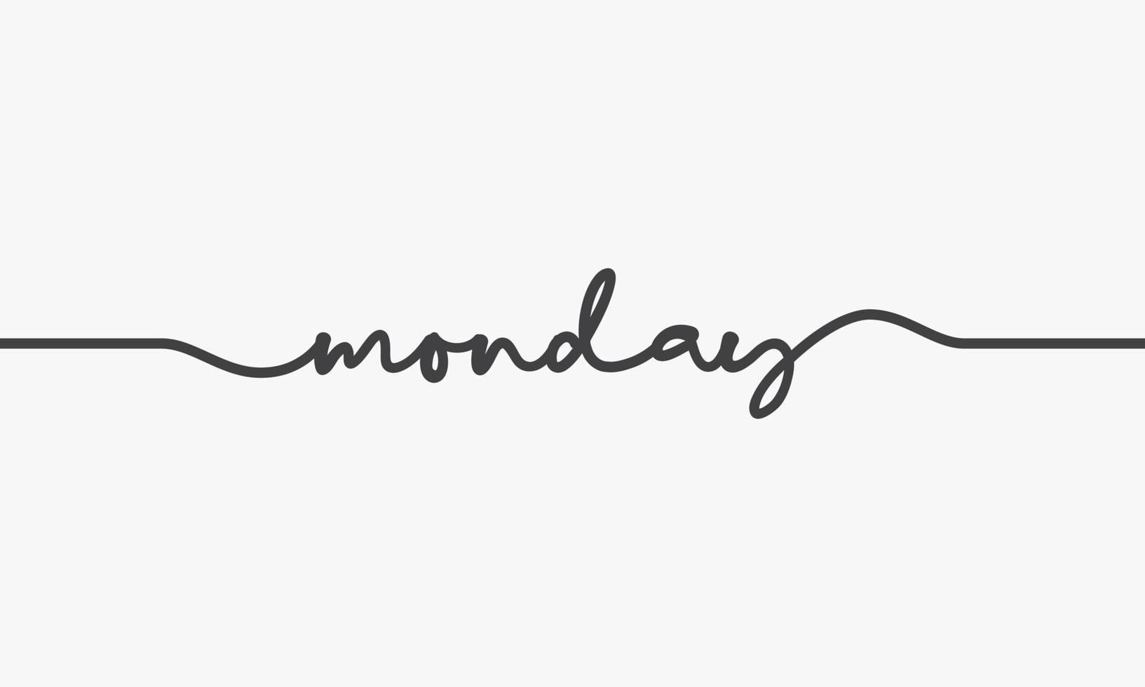 Monday handwritten word vector on white background.