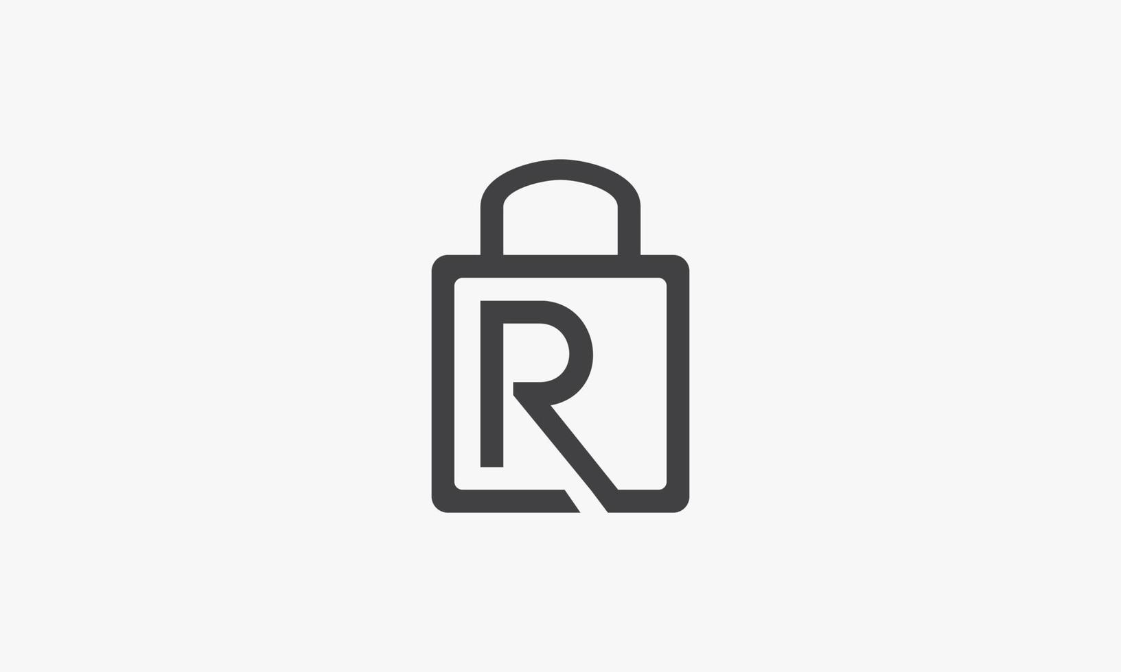R letter logo shopping bag concept isolated on white background. vector