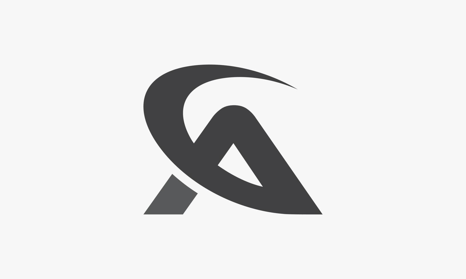 letter A logo swoosh curve concept isolated on white background. vector