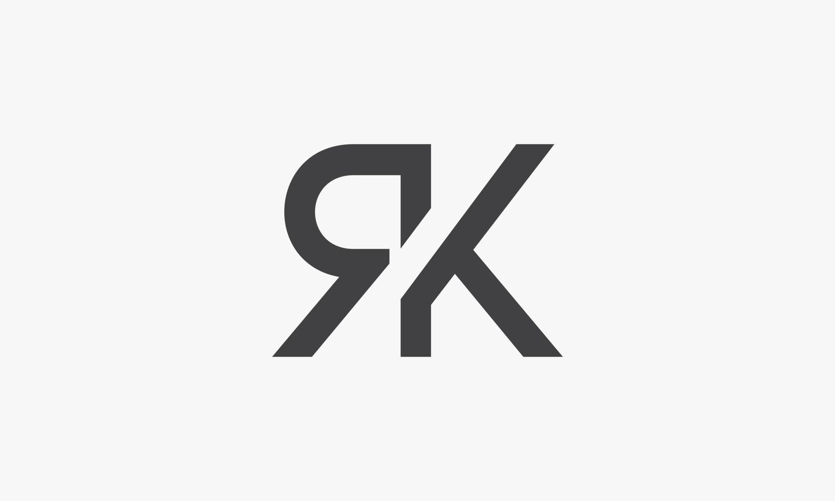 Logo de letra rk aislado sobre fondo blanco. vector