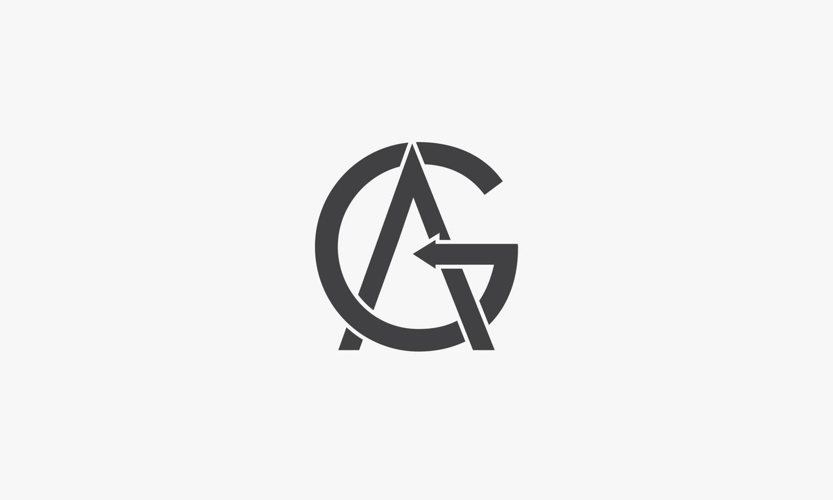AG or GA with arrow logo concept isolated on white background. vector