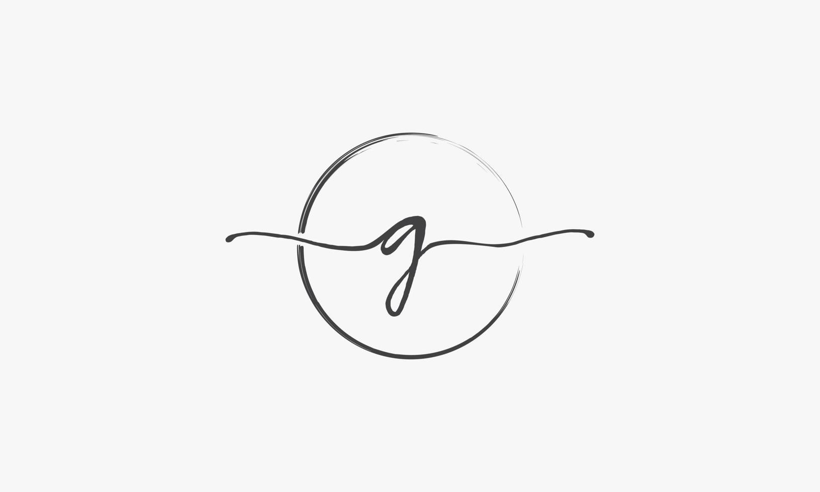 G handwritten logo with circle paint brush design vector. vector