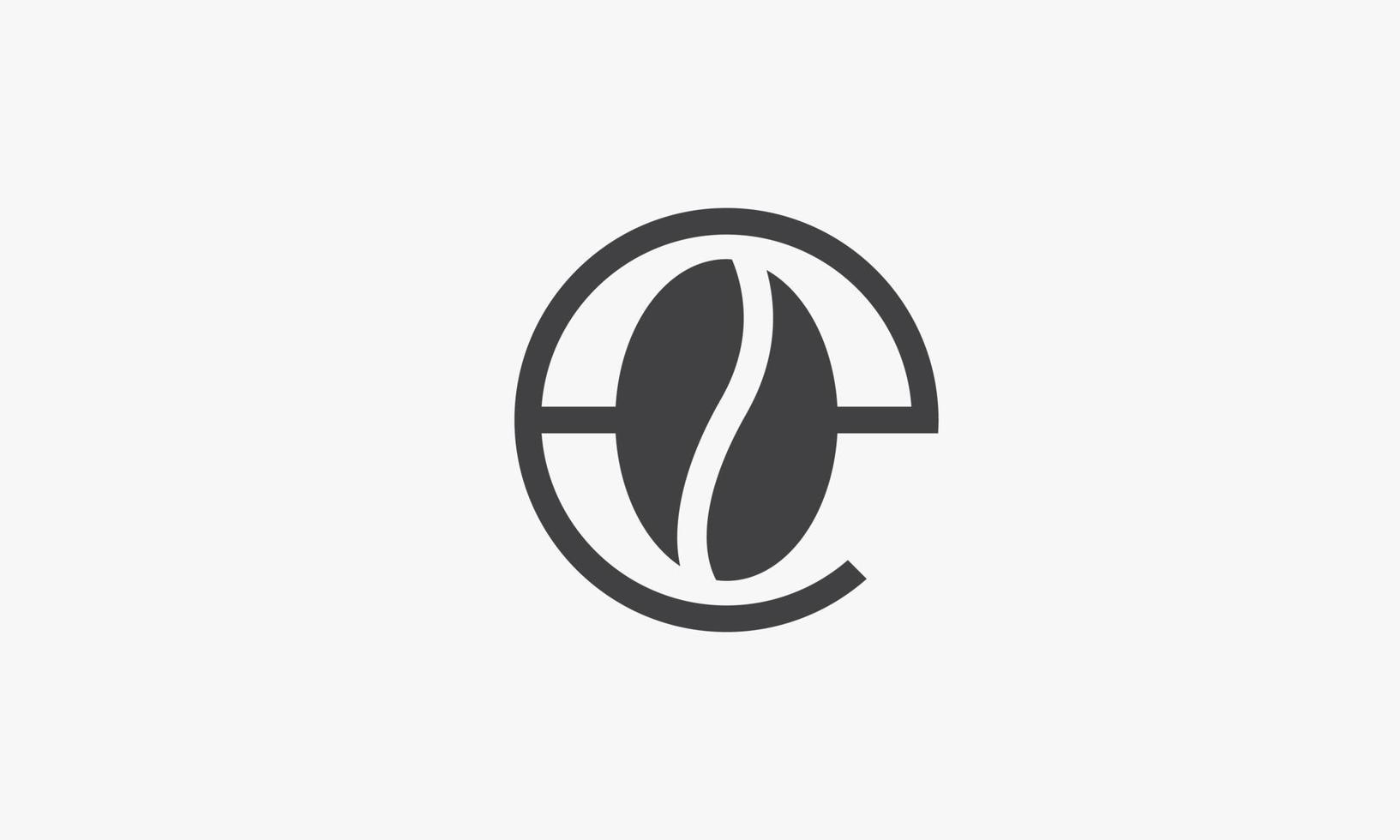 coffee bean letter E logo isolated on white background. vector