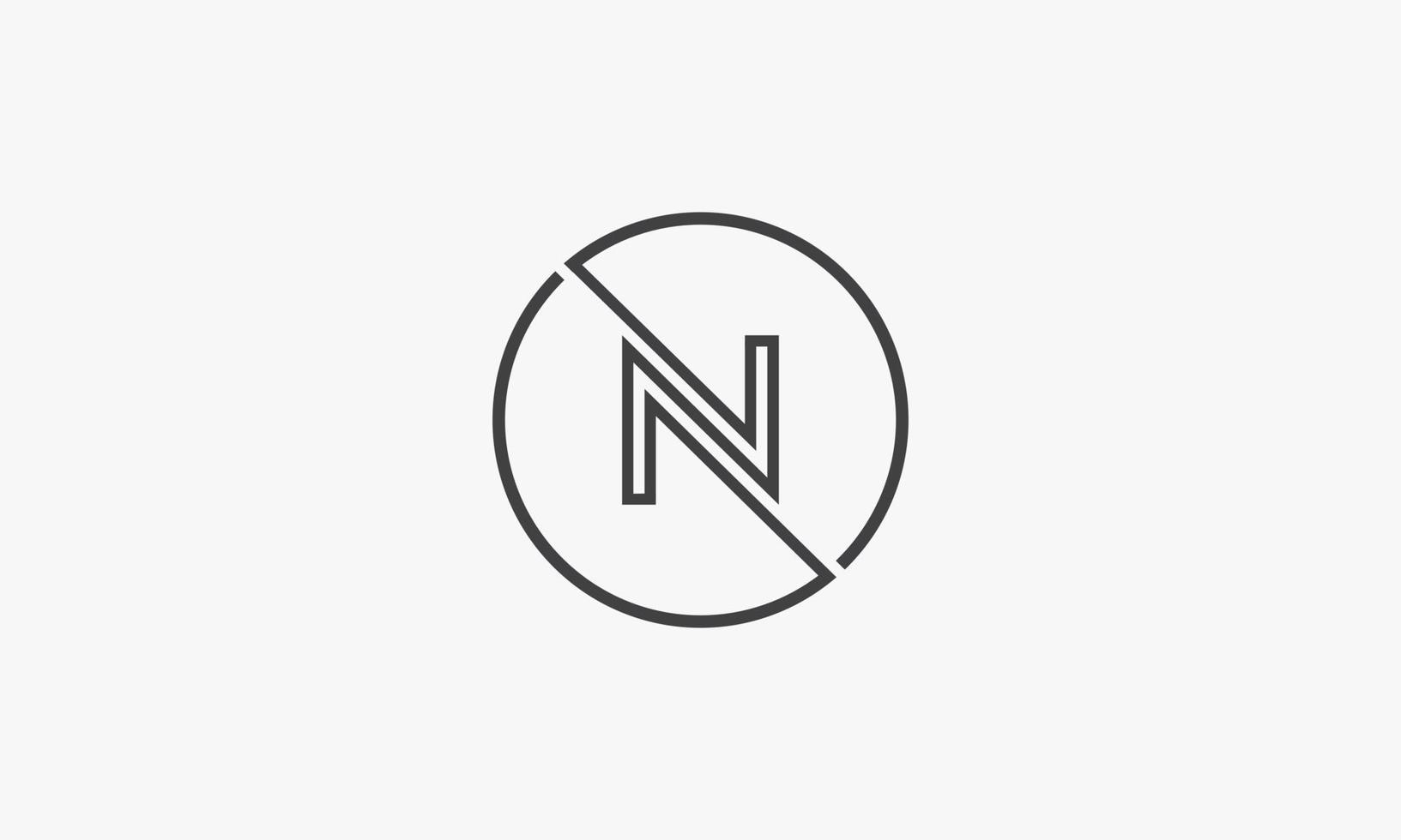 circle line abstract letter N logo flat vector. vector