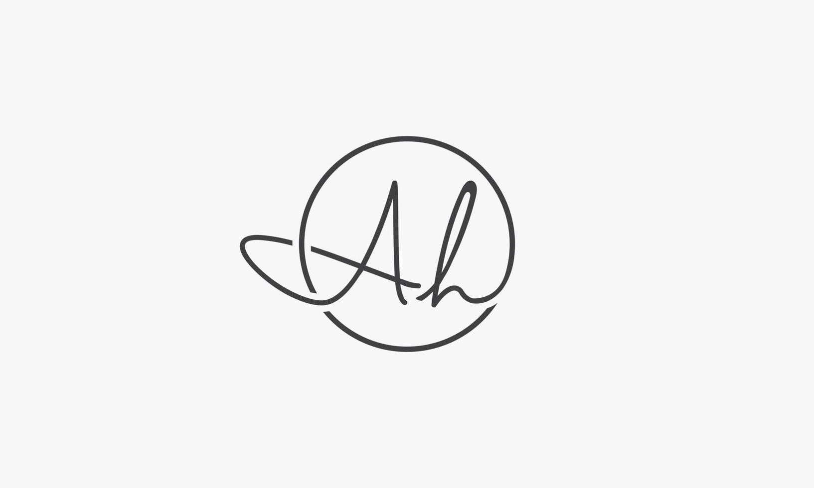 A H  letter logo hand written with circle line. vector