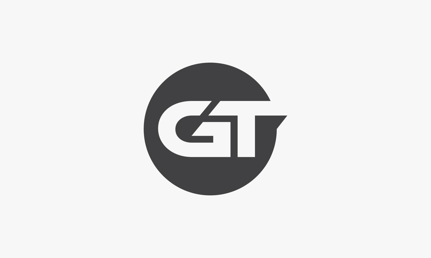 GT circle negative space logo concept isolated on white background. vector