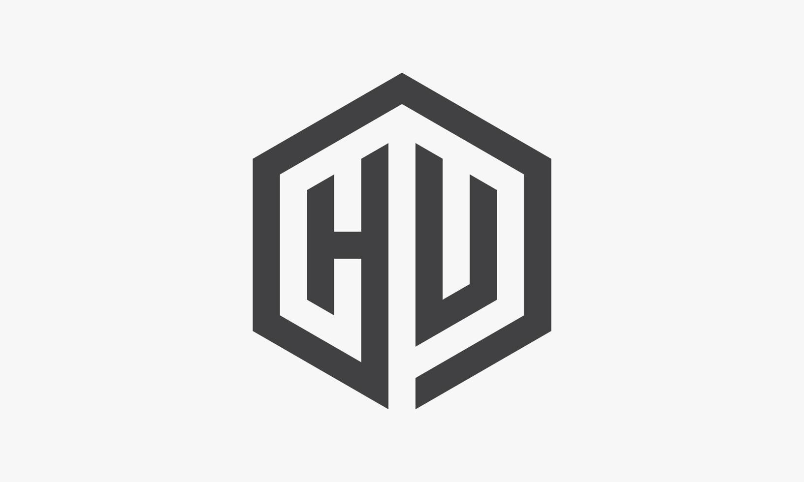 HU hexagon letter logo isolated on white background. vector