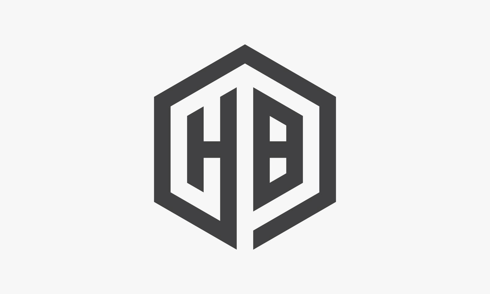 Logo de letra hb hexagonal aislado sobre fondo blanco. vector