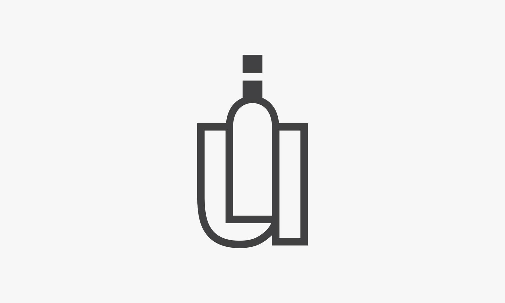 bottle letter U logo concept isolated on white background. vector