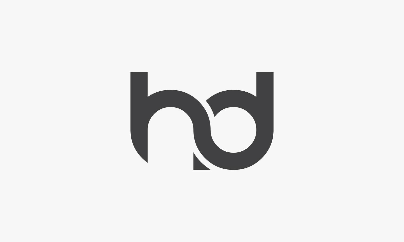 Logotipo de letra minúscula hd aislado sobre fondo blanco. vector