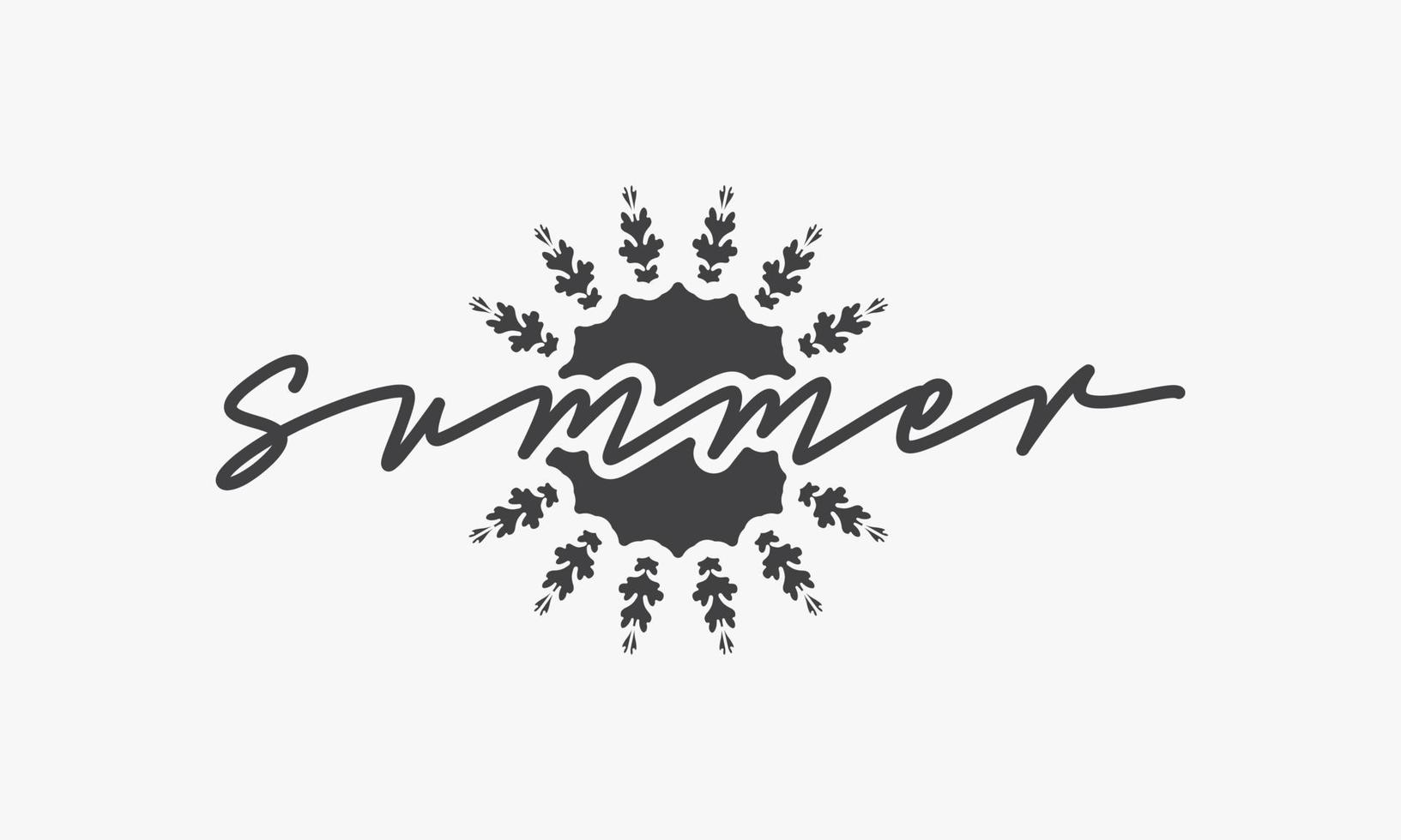 handwritten text Summer with flower graphic design vector. vector
