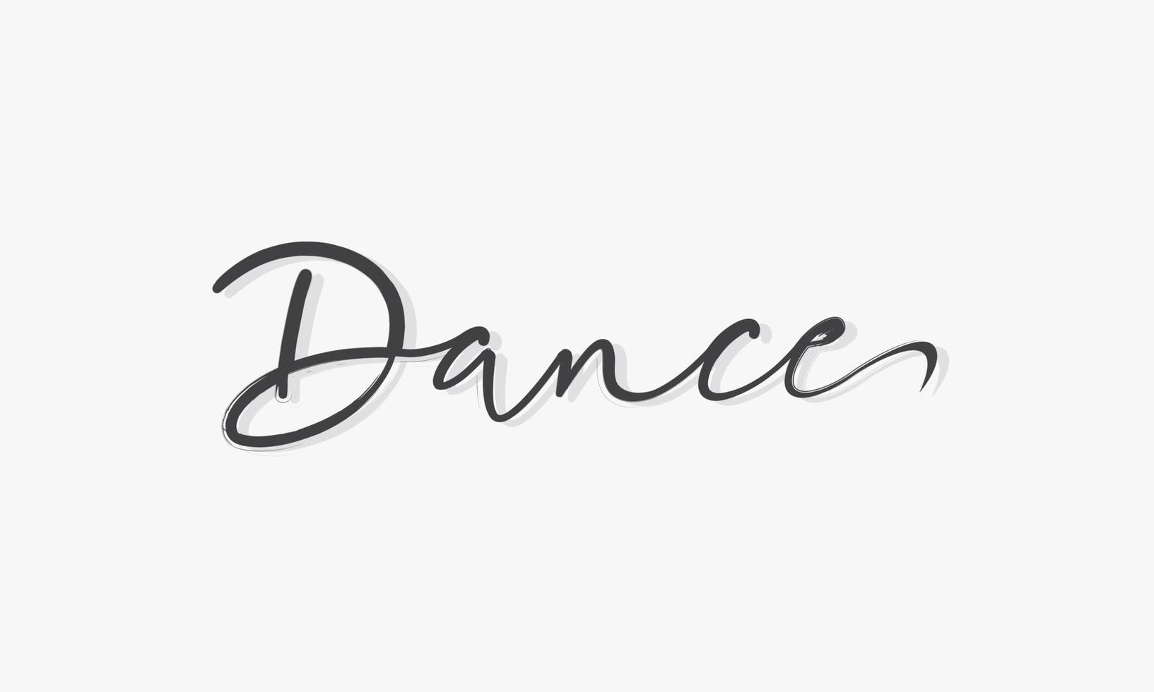 palabra de baile escrita a mano con vector de diseño de sombra.