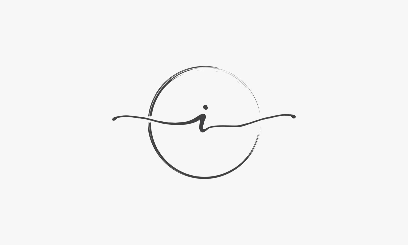 I handwritten logo with circle paint brush design vector. vector