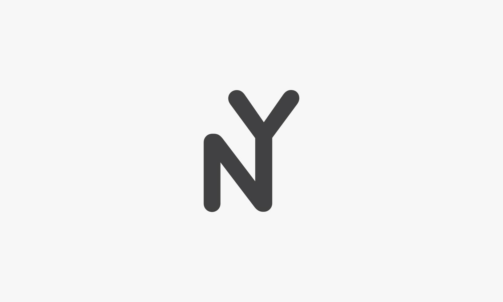 logotipo de la letra de ny aislado sobre fondo blanco. vector