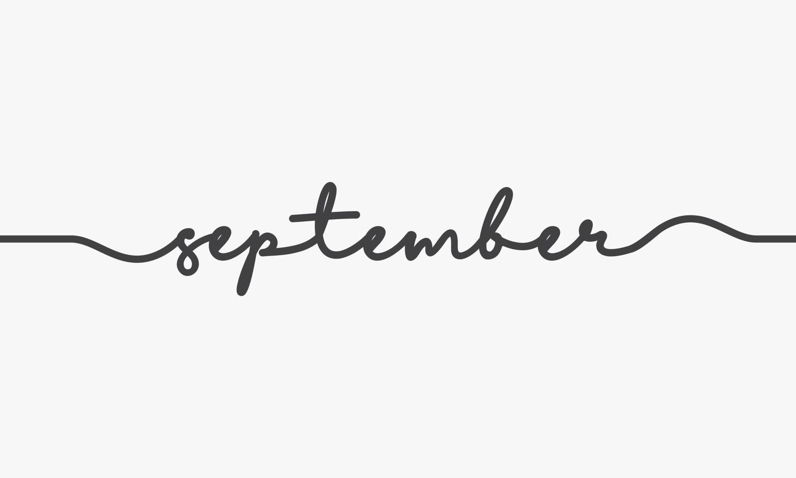 september handwritten word vector design on white background.