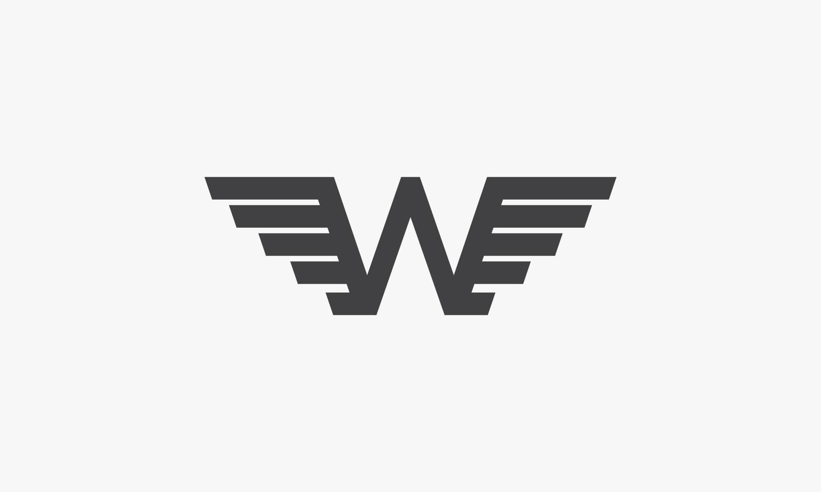 wings W letter logo concept isolated on white background. vector