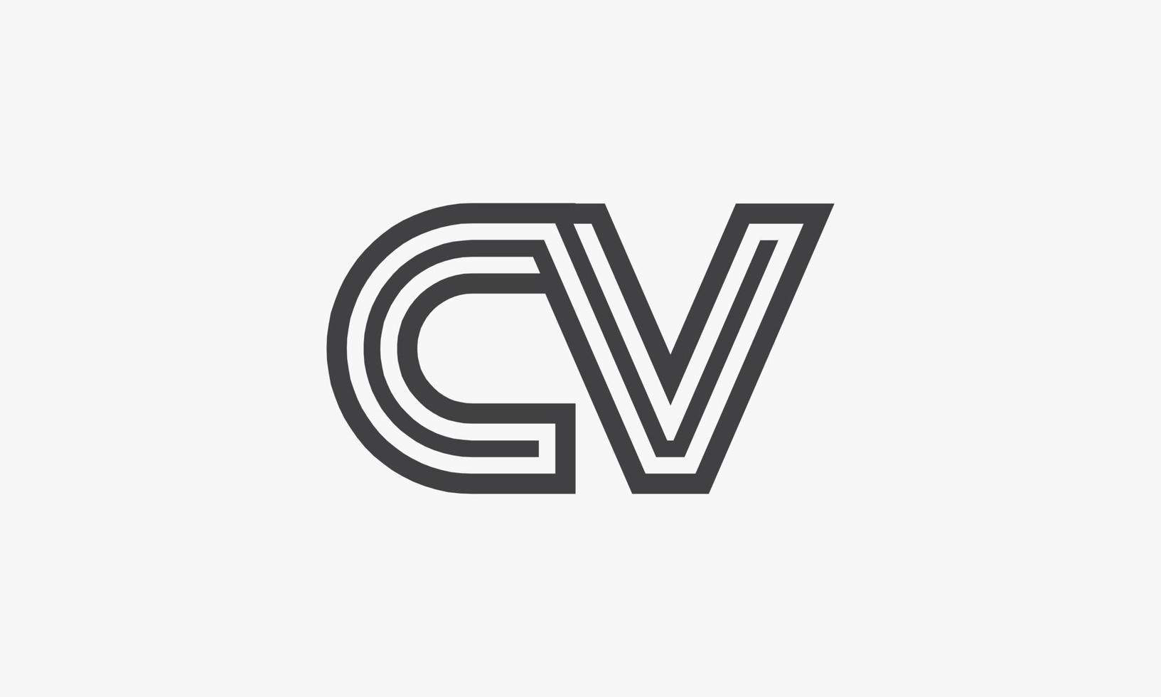 Logotipo de cv de letra de línea aislado sobre fondo blanco. vector