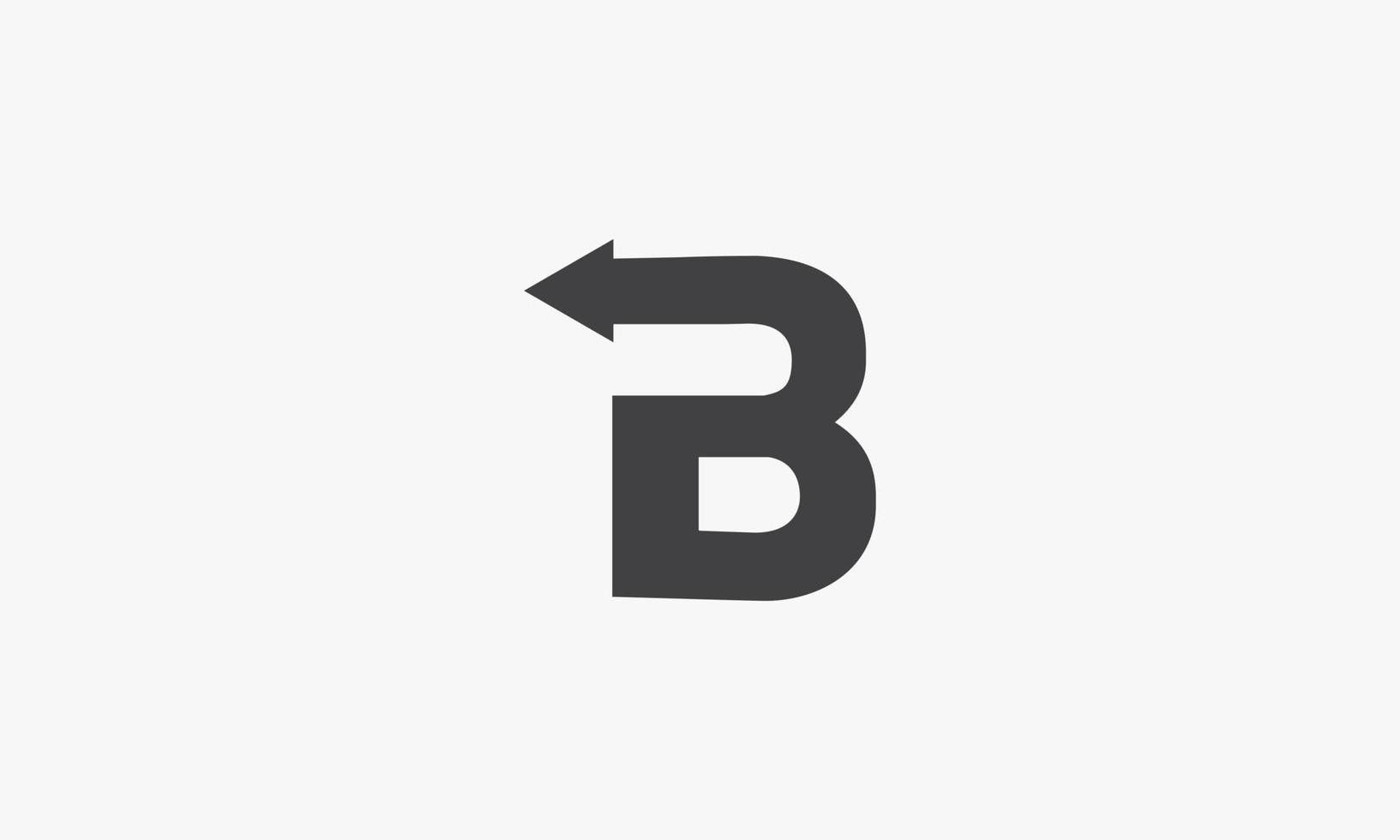 Letra b con concepto de logo de flecha hacia atrás aislado sobre fondo blanco. vector