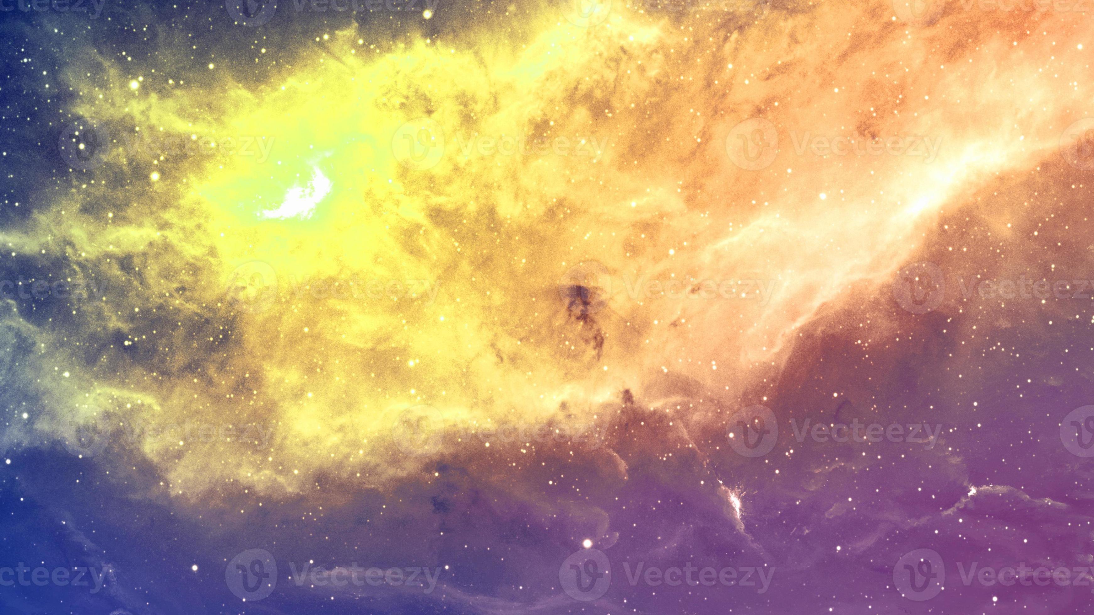 Infinite Beautiful Cosmos Yellow And Blue And Orange Background With